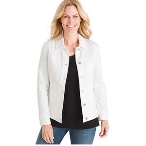 Chico’s White Stretch Denim Jacket 10